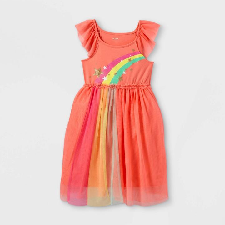 Girls' Adaptive Abdominal Access Short Sleeve Tutu Dress - Cat & Jack Light Coral