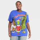 Women's The Grinch Plus Size Short Sleeve Graphic Oversized T-shirt - Blue