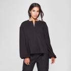 Women's Long Sleeve Split Neck Twill Blouse - Prologue Black