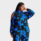 Women's Floral Print Plus Size Cut Out Hoodie - Future Collective With Kahlana Barfield Brown Black/blue