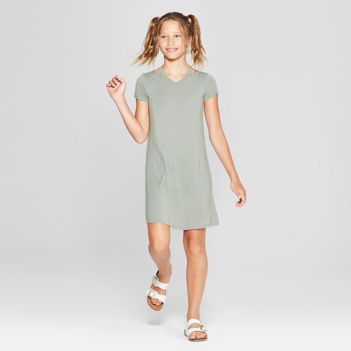 Girls' Cold Clavicle Dress - Art Class Blue