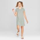 Girls' Cold Clavicle Dress - Art Class Blue