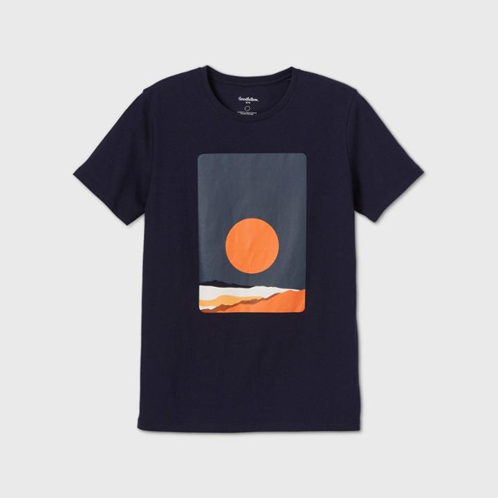 Men's Standard Fit Short Sleeve Bold Sun Graphic T-shirt - Goodfellow & Co Xavier Navy