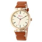 Boum Lumiere Ladies Leather-band Watch - Brown/gold