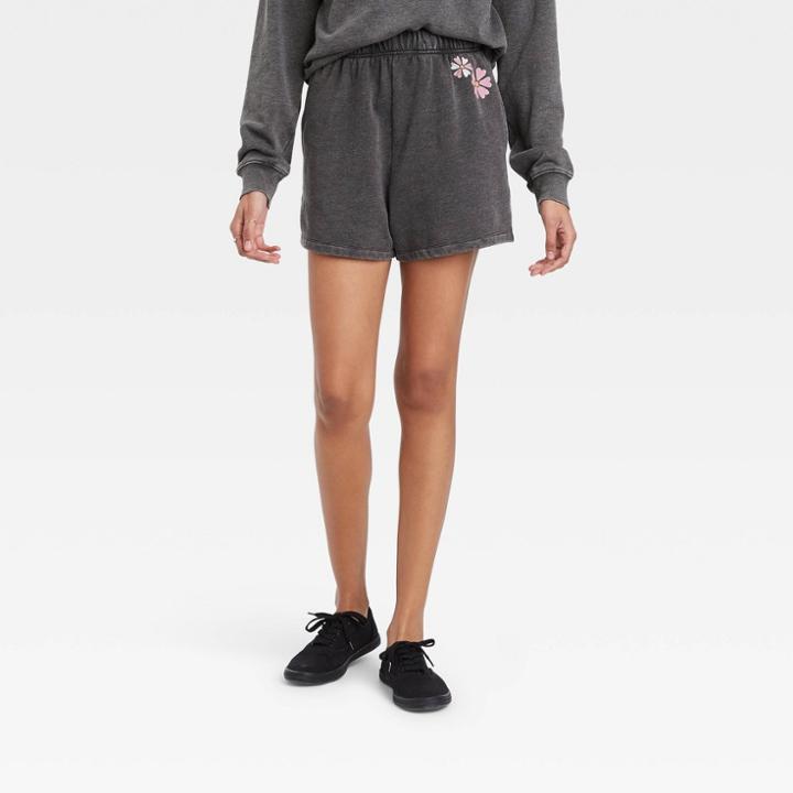 Hybrid Apparel Women's Equality Graphic Jogger Shorts - Heather Gray