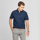 Men's Standard Fit Short Sleeve Poplin Button-down Shirt - Goodfellow & Co Blue Foil
