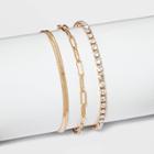 Herringbone And Tennis Bracelet Set 3pc - A New Day
