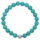 Prime Art & Jewel Genuine Dyed Turquoise Howlite And Fine Silver Plated Bronze Accent Bead Bracelet