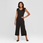 Women's Flutter Sleeve Knit Cropped Jumpsuit - Xhilaration Black