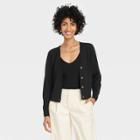 Women's Fine Gauge Ribbed Cardigan - A New Day Black