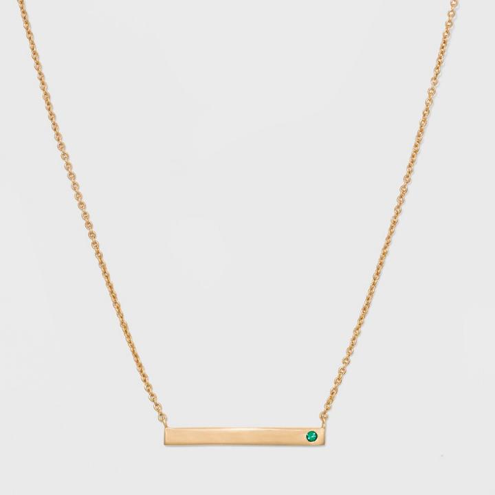 Silver Plated Lab Created Emerald Bar Necklace - A New Day Gold