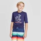 Petiteboys' Short Sleeve Sail For Adventure Rash Guard - Cat & Jack Navy Xs, Boy's, White