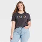 33 Revolutions Women's Plus Size Vacay Short Sleeve Graphic T-shirt - Black