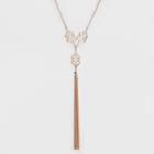 Three Castings And Tassel Long Y Necklace - A New Day Rose Gold