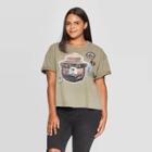 Women's Smokey Bear Plus Size Short Sleeve Graphic Cropped T-shirt (juniors') - Olive Green Wash 1x, Women's,