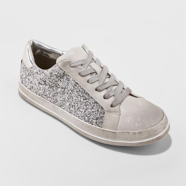 Women's Tiffani Lace Up Glitter Sneakers - Mossimo Supply Co. Gray
