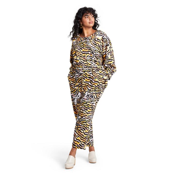 Women's Plus Size Animal Print 3/4 Sleeve Jumpsuit - Rachel Comey X Target Yellow