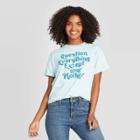Fifth Sun Women's Question Everything Except Your Mother Short Sleeve Graphic T-shirt (juniors') - Light Blue