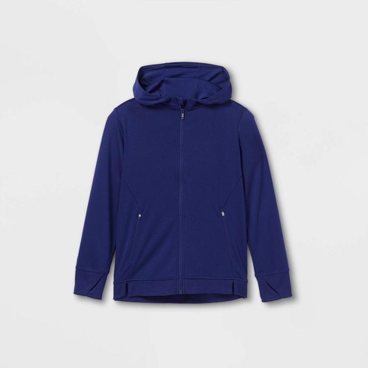 Boys' Ponte Full Zip Hooded Sweatshirt - All In Motion Indigo Blue