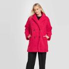Women's Long Sleeve Double Breasted Faux Fur Coat - Who What Wear Red S, Women's,