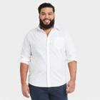 Men's Tall Floral Print Standard Fit Stretch Poplin Long Sleeve Button-down Shirt - Goodfellow & Co Micro White/floral
