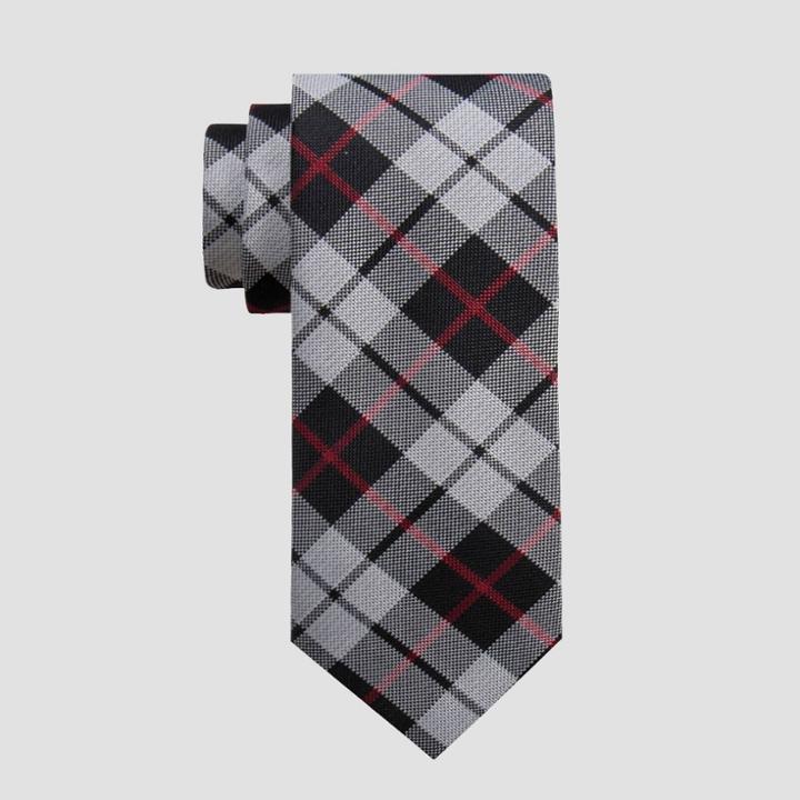 Men's Plaid Davis Tie - Goodfellow & Co Silver/red One Size,