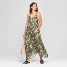 Women's Floral Print Sleeveless Maxi Dress - A New Day Green Xxl, Black Green