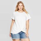 Women's Plus Size Short Sleeve Scoop Neck Twist Front T-shirt - Universal Thread White
