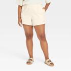 Women's Plus Size High-rise French Terry Pull-on Shorts - Universal Thread Cream