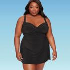 Women's Plus Size Slimming Control Swim Dress Plus - Dreamsuit By Miracle Brands Black