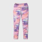 Girls' Mesh Pieced Printed Performance Leggings - All In Motion Pink Violet Xs, Pink Purple