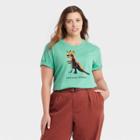 Jean-michel Basquiat Women's Basquiat Plus Size Dinosaur Short Sleeve Graphic T-shirt - Green