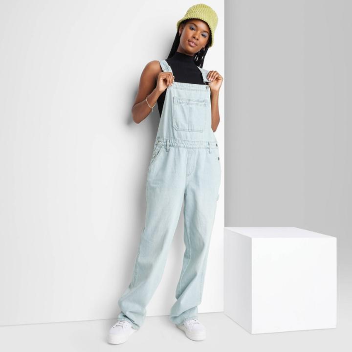 Women's Baggy Overalls - Wild Fable Light Wash Denim