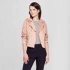 Women's Suede Moto Jacket - A New Day Pink