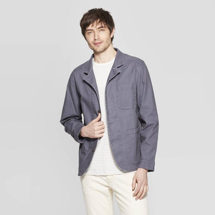 Men's Casual Fit Lightweight Chore Jacket - Goodfellow & Co Gray