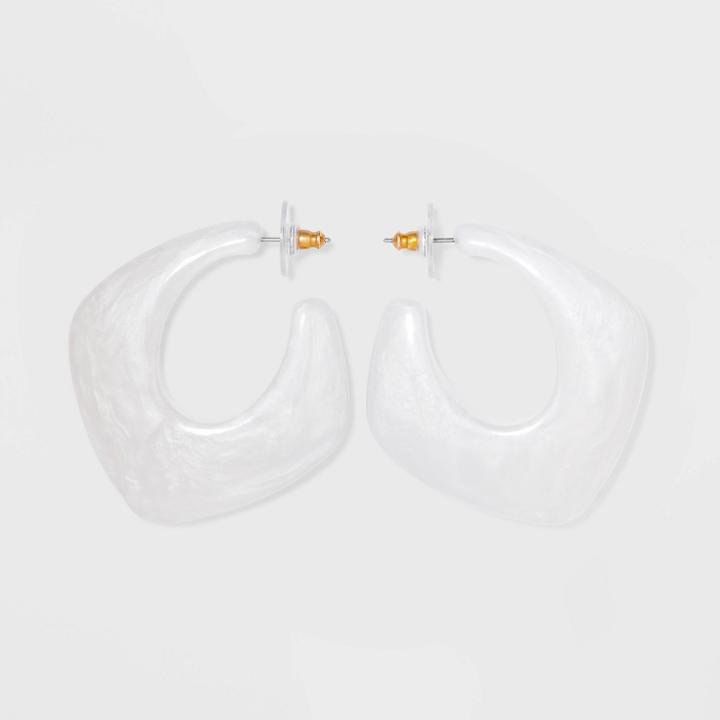 Sugarfix By Baublebar Contemporary Resin Hoop Earrings - White, Women's