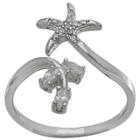 Target Women's Star And Vine Ring With Clear Pave Cubic Zirconia In Sterling Silver - Clear/gray (size 7),