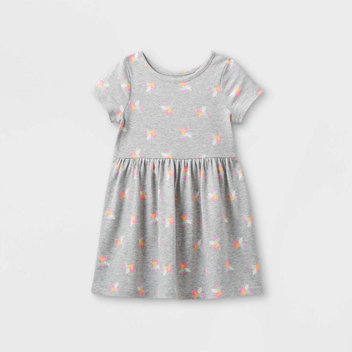 Toddler Girls' Printed Knit Short Sleeve Dress - Cat & Jack Gray