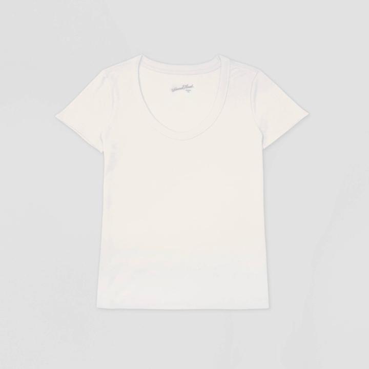 Women's Plus Size Short Sleeve Scoop Neck Ribbed Front T-shirt - Universal Thread White 2x, Women's,