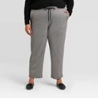 Women's Plus Size Plaid Ankle Length Pants - A New Day Gray