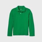 Oversizeboys' Long Sleeve Interlock Uniform Polo Shirt - Cat & Jack Green