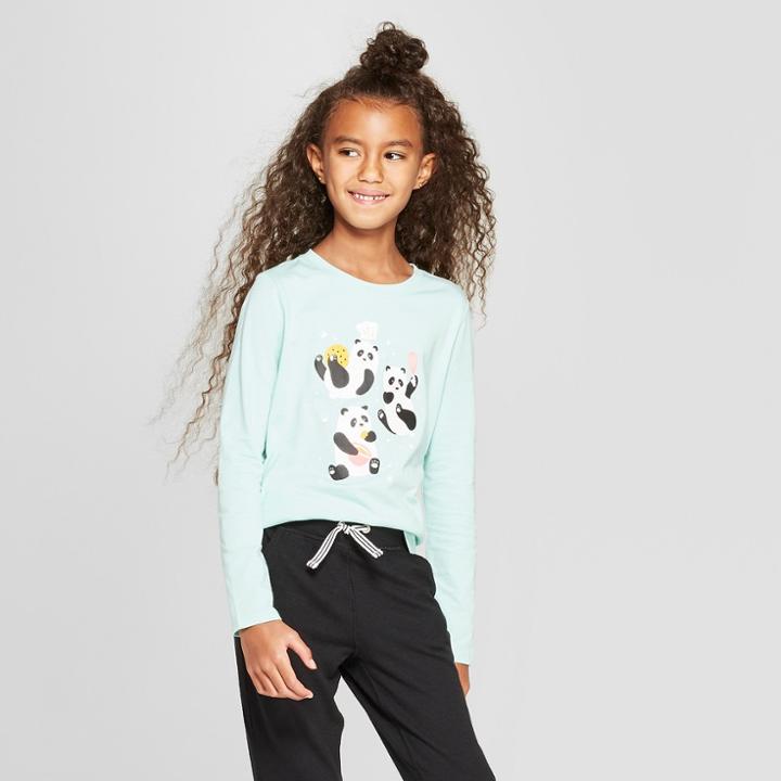 Girls' Long Sleeve Panda Graphic T-shirt - Cat & Jack