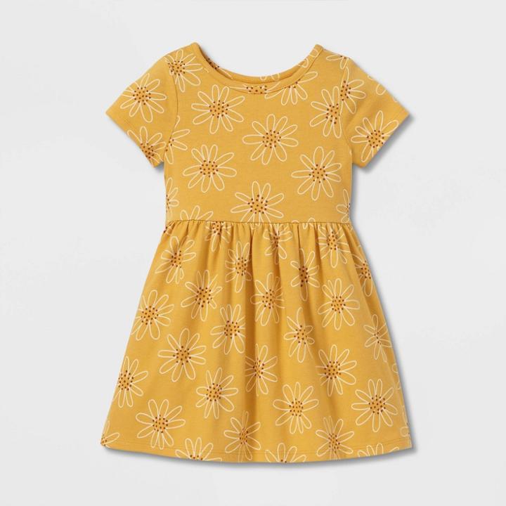 Toddler Girls' Printed Short Sleeve Dress - Cat & Jack Yellow