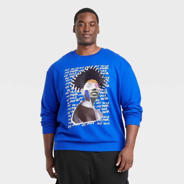 No Brand Black History Month Adult Plus Size My Voice, My Power Pullover Sweatshirt - Blue