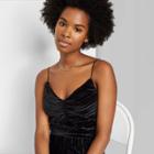 Women's Slim Fit Cinched Front Velvet Tiny Tank Top - Wild Fable Black