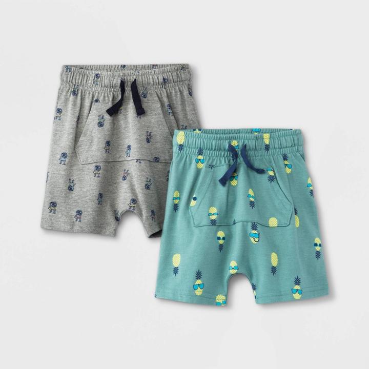 Toddler Boys' 2pk Jersey Knit Pull-on Shorts - Cat & Jack Gray/green