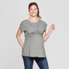 Maternity Short Sleeve Twist Front T-shirt - Isabel Maternity By Ingrid & Isabel Heather Gray