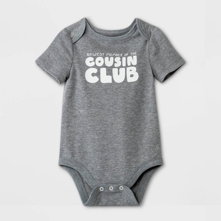 Baby Boys' 'cousin Club' Short Sleeve Bodysuit - Cat & Jack Gray