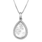 Target Sterling Silver Teardrop Locket With Floating Clear Cubic Zirconia Necklace - Silver/clear