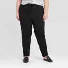 Women's Plus Size Straight Leg Ankle Length Leisure Pants - Ava & Viv Black X, Women's